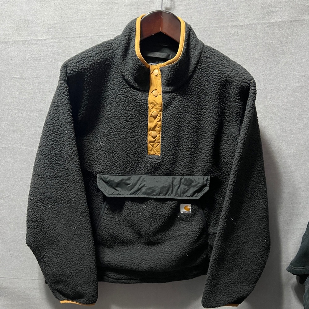 Carhartt Mens Relaxed Fit Sherpa Fleece Anorak Pullover Black OJ4991-M 2XL